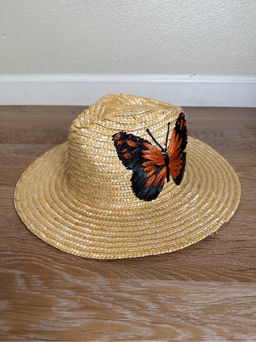 San Diego Hat Embroidered Butterfly Straw Women's Hat, OS